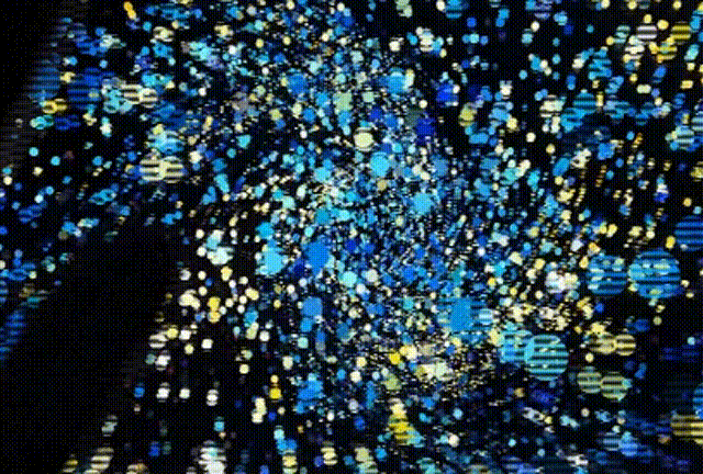 Leap Motion is used for gesture-controlled images, where different gestures trigger visual effects such as material changes, particle pushing, water ripples, and color changes.